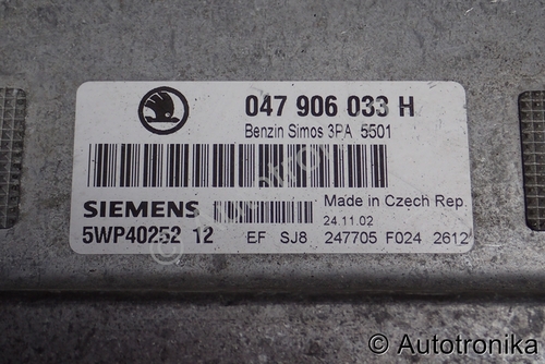 SKODA FABIA I 1.4 MPI KOMPUTER SILNIKA 047906033H BEZ IMMO 2