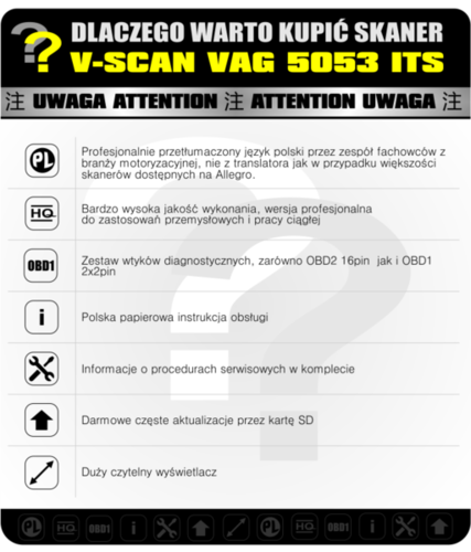 Skaner Vscan VAG5053 ITS NOWOŚĆ + Adapter OBD1 10