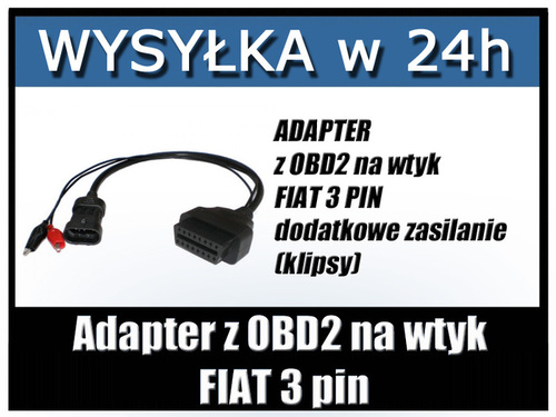 Adapter z gniazda OBD2 na wtyk FIAT 3 PIN 2