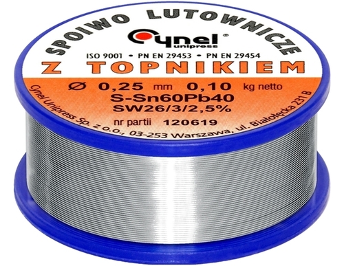 Cyna z topnikiem 0,25mm/100g Cynel