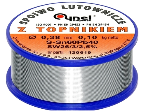 Cyna z topnikiem 0,38mm/100g Cynel