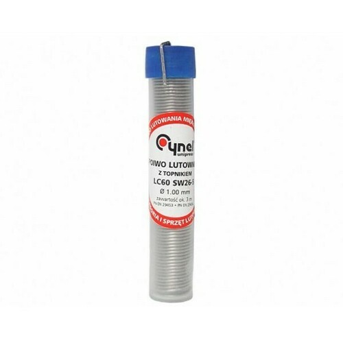 Cyna z topnikiem fiolka 1mm,3m 10g Cynel