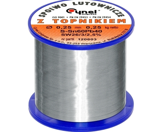 Cyna z topnikiem 0,25mm/250g Cynel