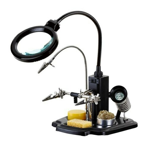 Lampa lupa stołowa + 3 ręka LED 16x