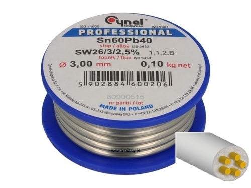 Cyna z topnikiem 3,00mm/100g Cynel